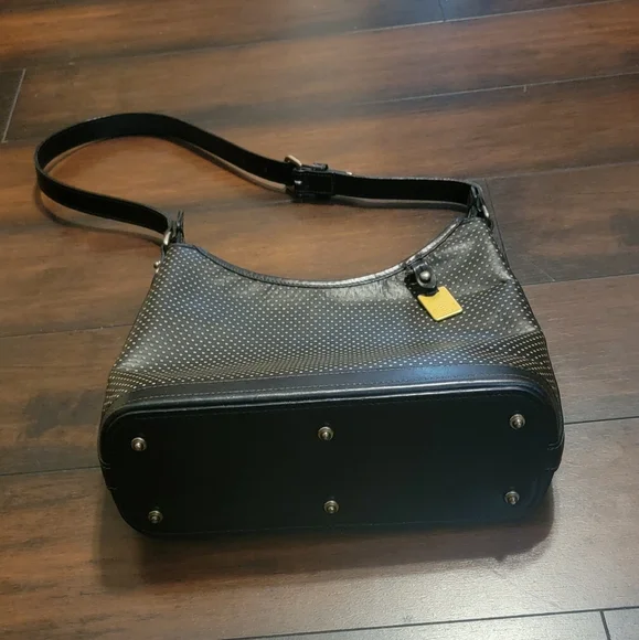 Dooney & Bourke Women's Cabrio Perforated Leather Hobo Bag Black w/ Yellow Gold